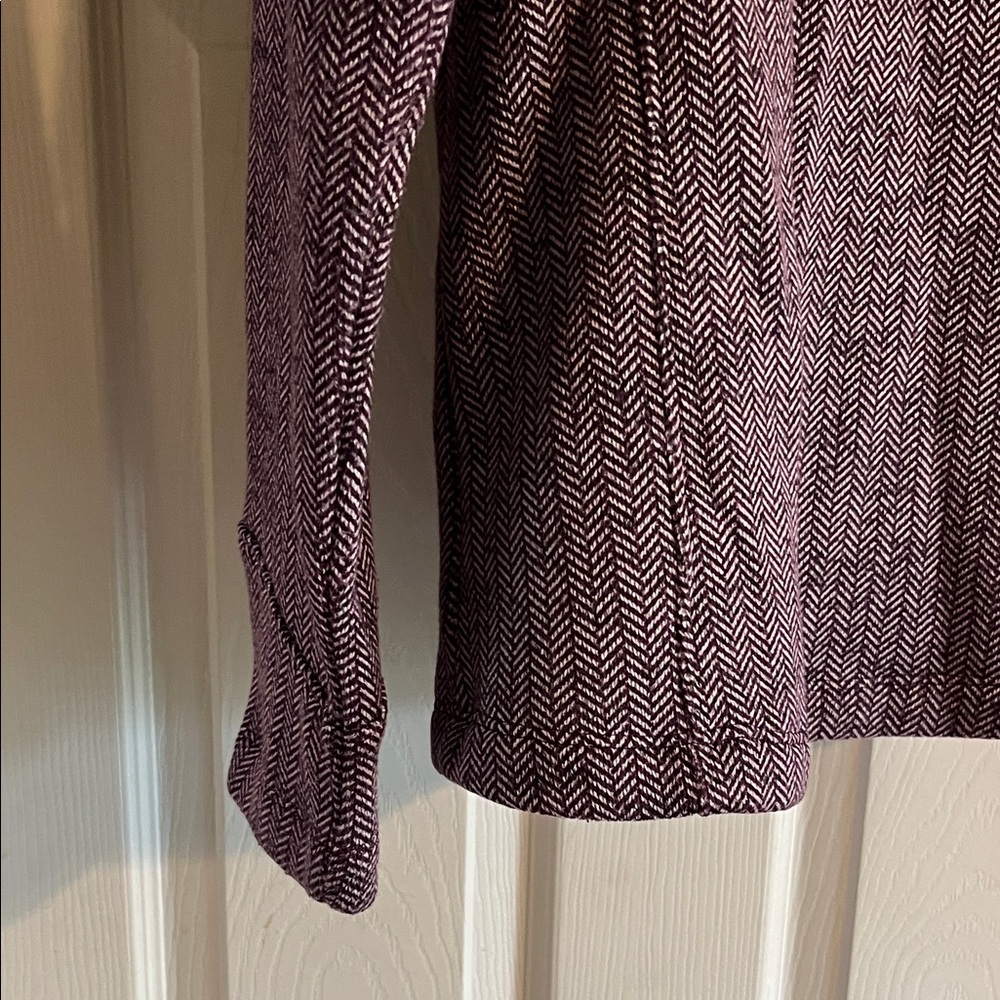 Purple Herringbone Zip-Front Women's Sweater Jacket - Picture 9 of 9